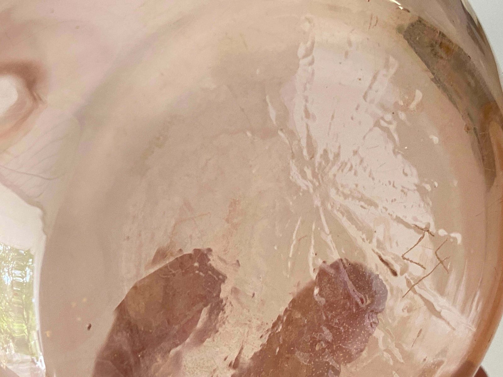 Decorative Vintage Pink Glass Bottle In Glass With Black Cap, France, Circa 1940 photo furniture