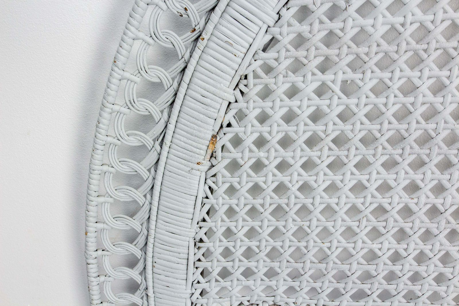 French Headboard Rattan And Wicker Queen Size, Midcentury photo for sale