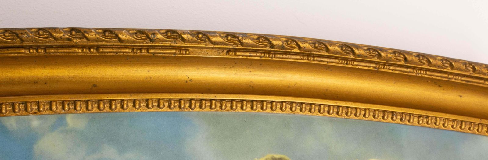 Chromo Lithograph Boat Of Nymphs By H Clementz In Its Frame, Late 19th Century photo vintage
