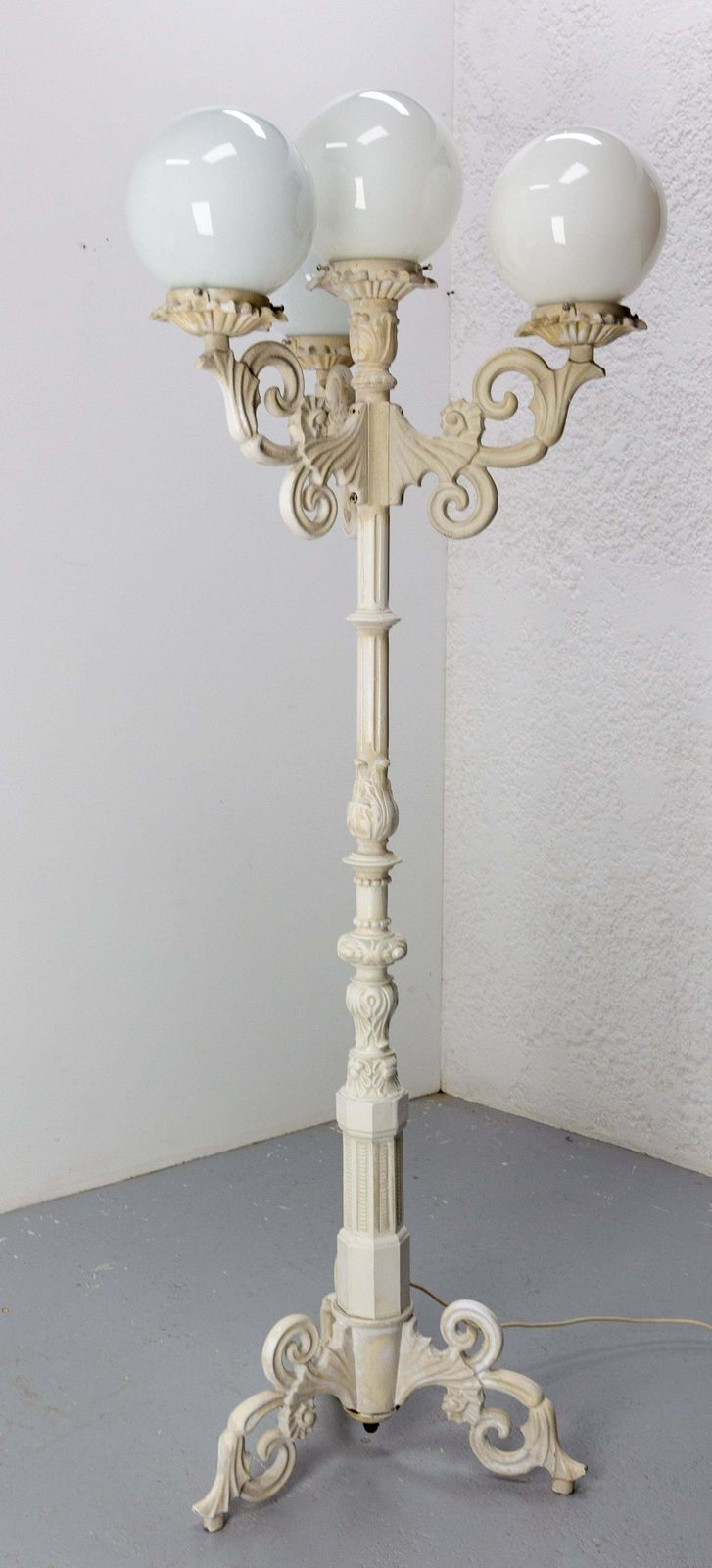 Aluminum Fusion Floor Lamp Street Style Lantern Three Lights, French, Circa 1970 photo for sale