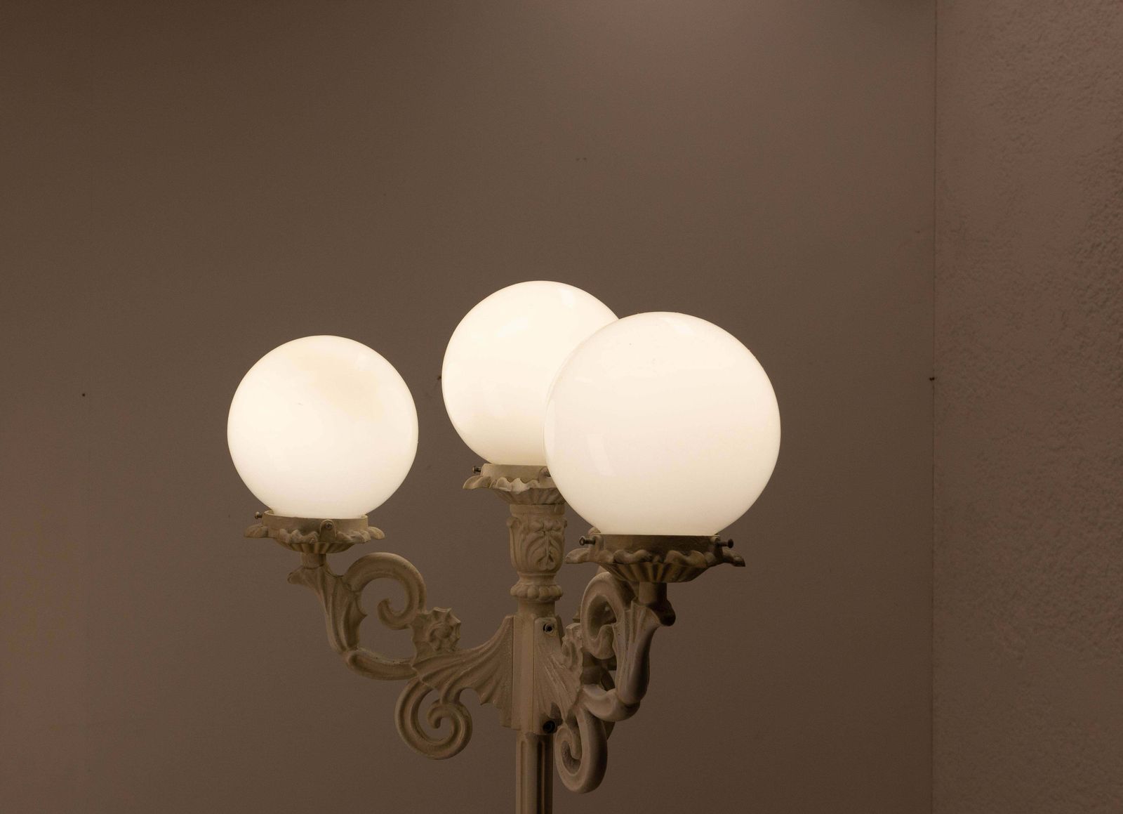 Lighting Aluminum Fusion Floor Lamp Street Style Lantern Three Lights, French, Circa 1970 photo