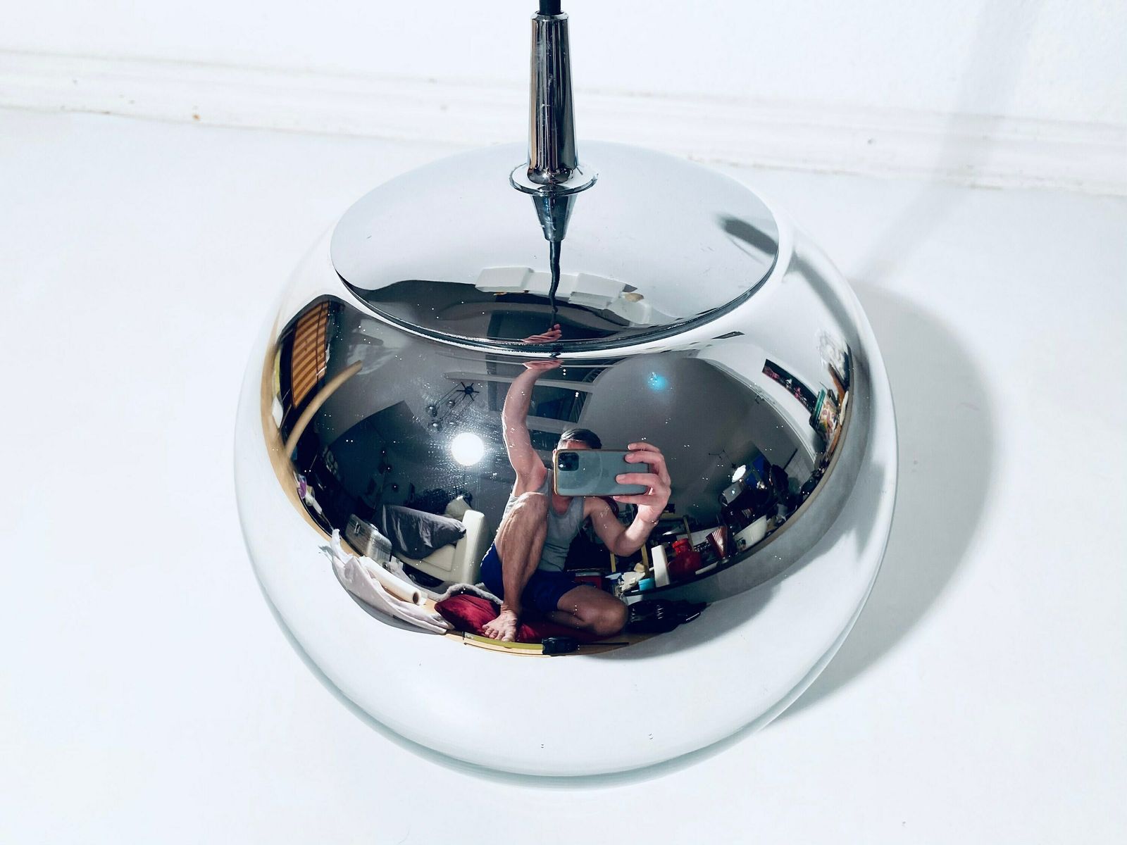 Vintage Peill And Putzler Bulb Hanging Lamp Chrome Glass / 1960s 1970s Mcm photo buy