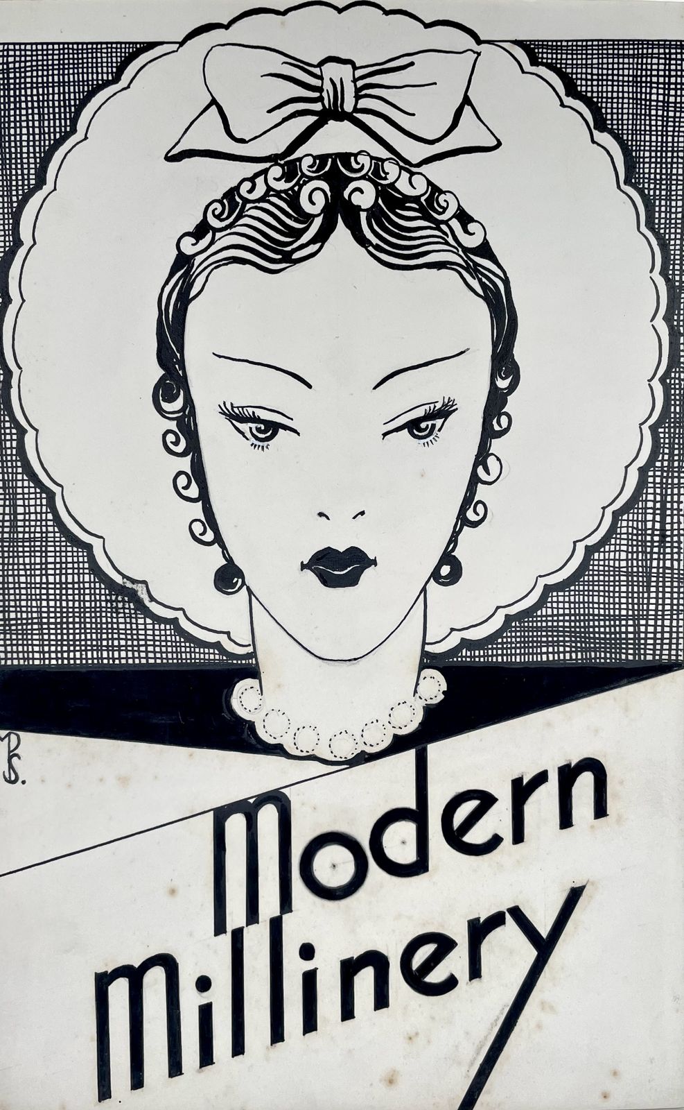 1930s British Art Deco Origianal Graphic Design Drawing By Marie Palmer Smith