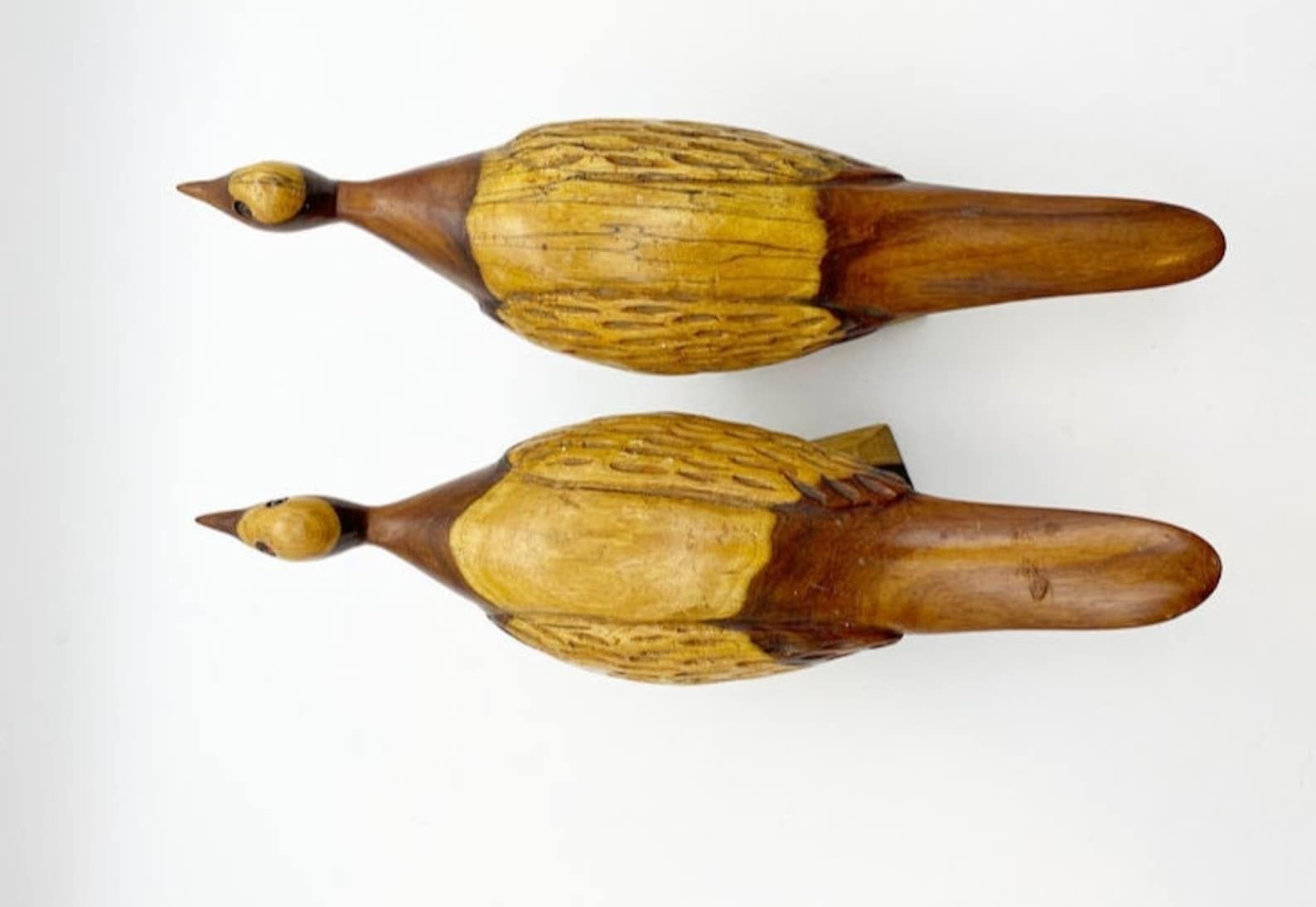 Pair Of Wooden Birds Wooden Grouse Wooden Birds Figurines Woodenware photo vinterior