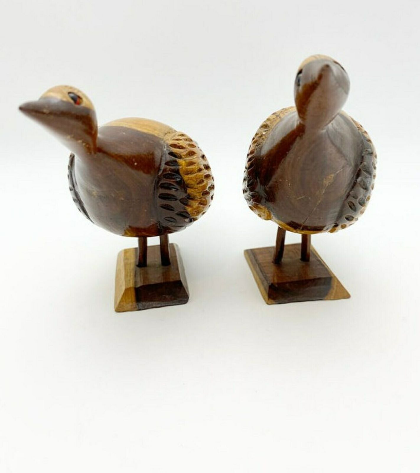 Pair Of Wooden Birds Wooden Grouse Wooden Birds Figurines Woodenware photo vintage