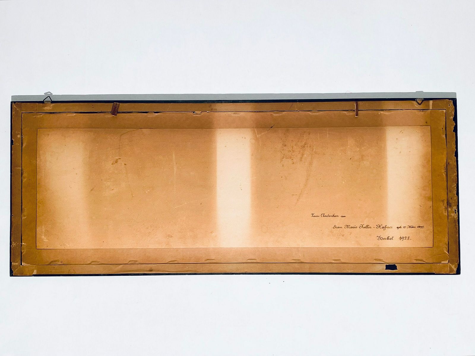 photo furniture 1900s German Stitched Wooden Frame With Romantic Phrase / Antique Wedding Gift