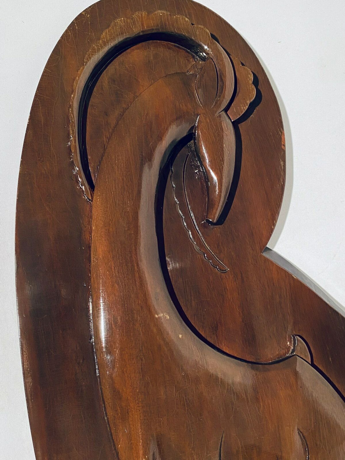 Large Mid Century Ibex Wooden Carving Picture Vintage 50s 60s Decor photo buy