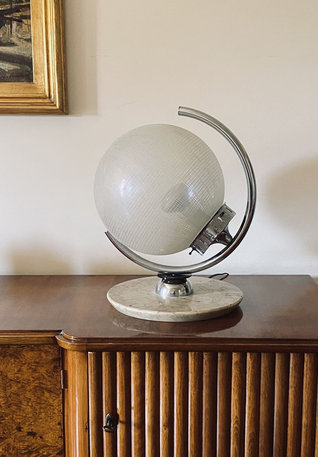 photo for sale Murano Glass Spherical Table Lamp, Mazzega Italy 1970s