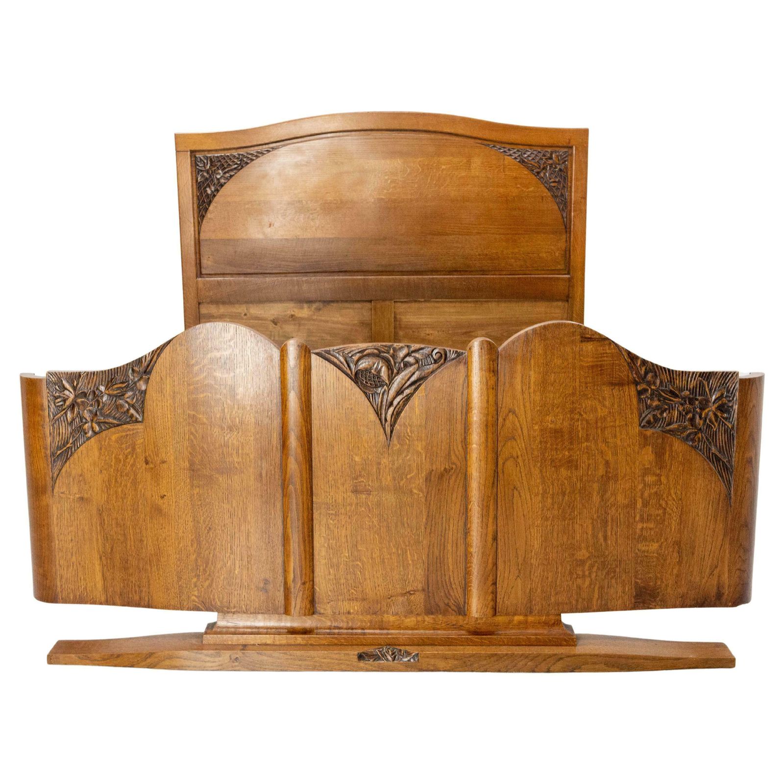 French Oak Bed Typical Of The 20th Mid Century Period, Circa 1960