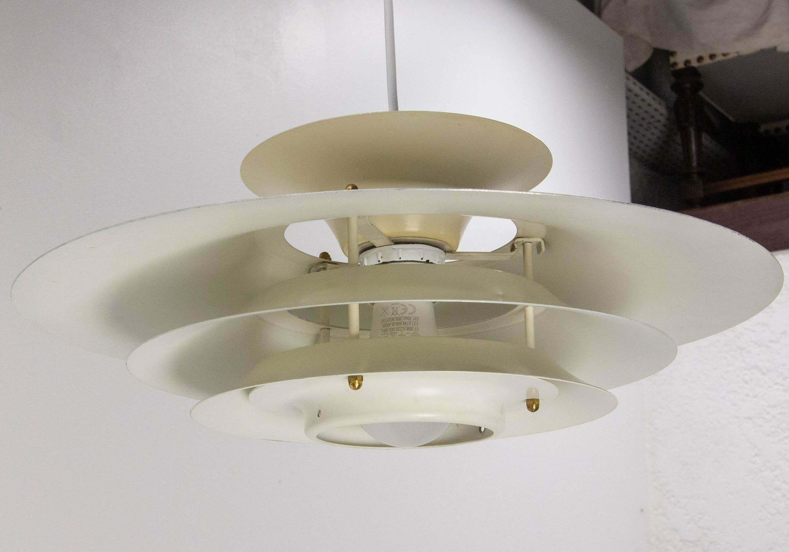 Danish Chandelier Tole Ceiling Pendant Lustre Louis Poulsen C. 1970 photo vintage