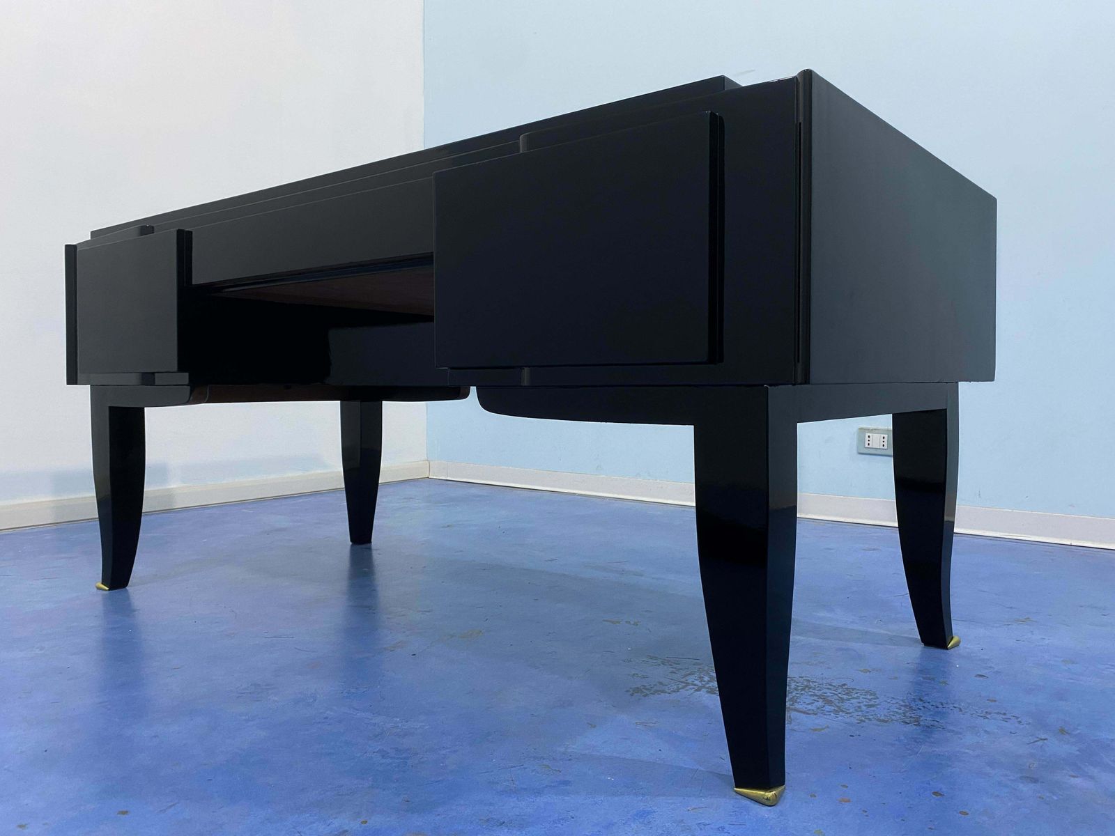 French Art Deco Black Lacquered Executive Desk, 1930s photo 12154.0