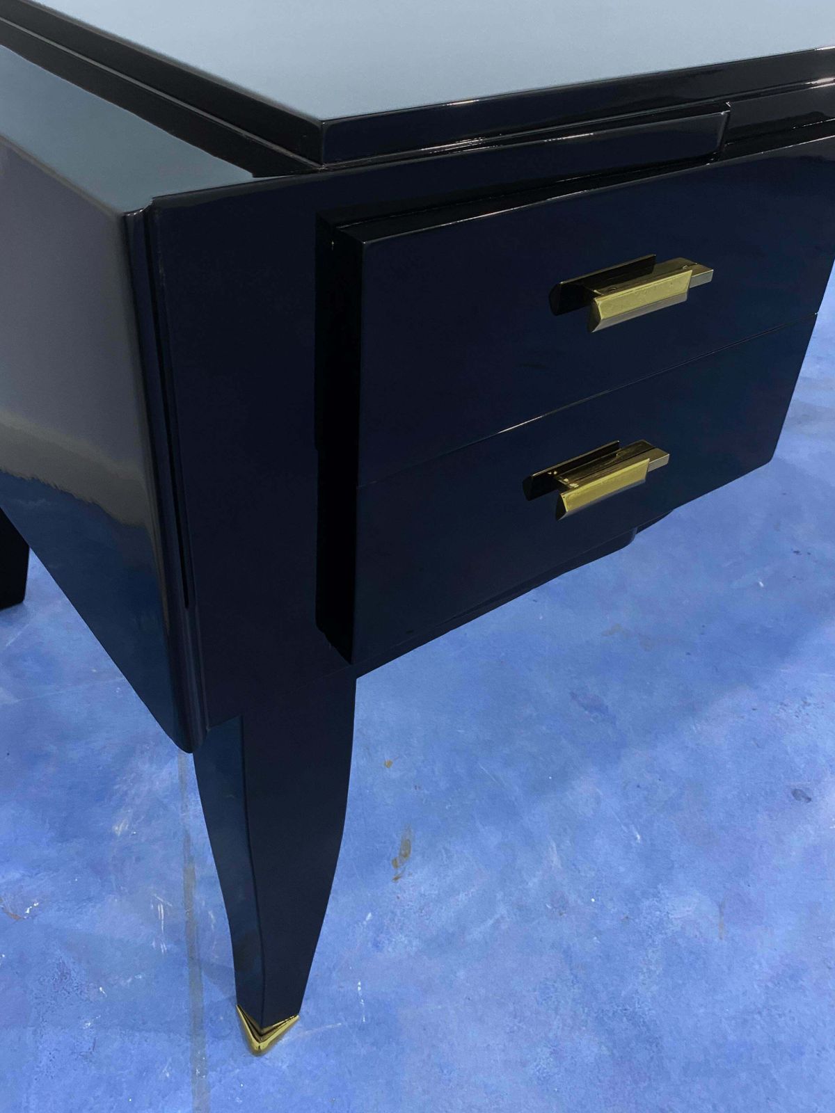 photo buy French Art Deco Black Lacquered Executive Desk, 1930s