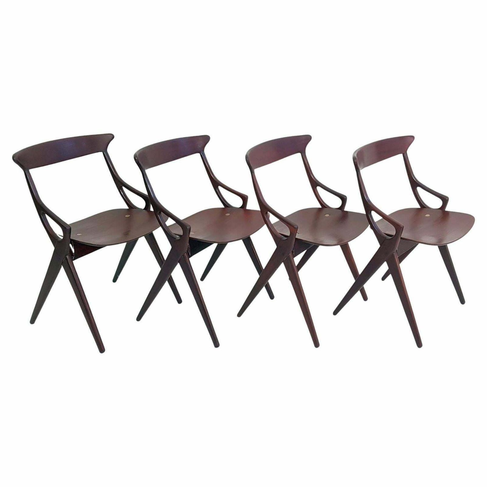 Set Of 4 Dining Chairs By Arne Hovmand Olsen For Mogens Kold, Denmark, 1959