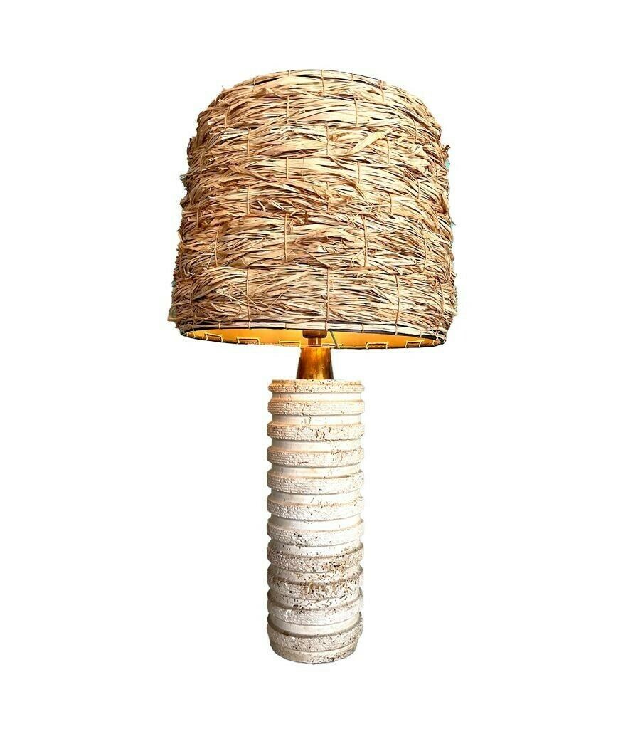 photo furniture A Large Italian 1970s Travertine Lamp By Fratelli Mannelli With Brass Fittings