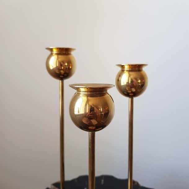 Pierre Forssell  Candlesticks Tulip  Brass Skultuna  Scandinavian Modern photo for sale