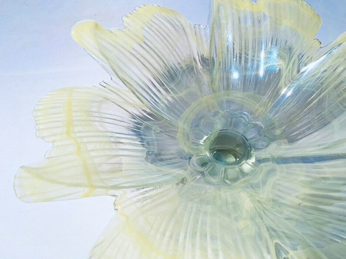 Two Large Murano Style Glass Fruit Bowls Yellow And Rosé / 1980s Vintage Decor Italy photo buy