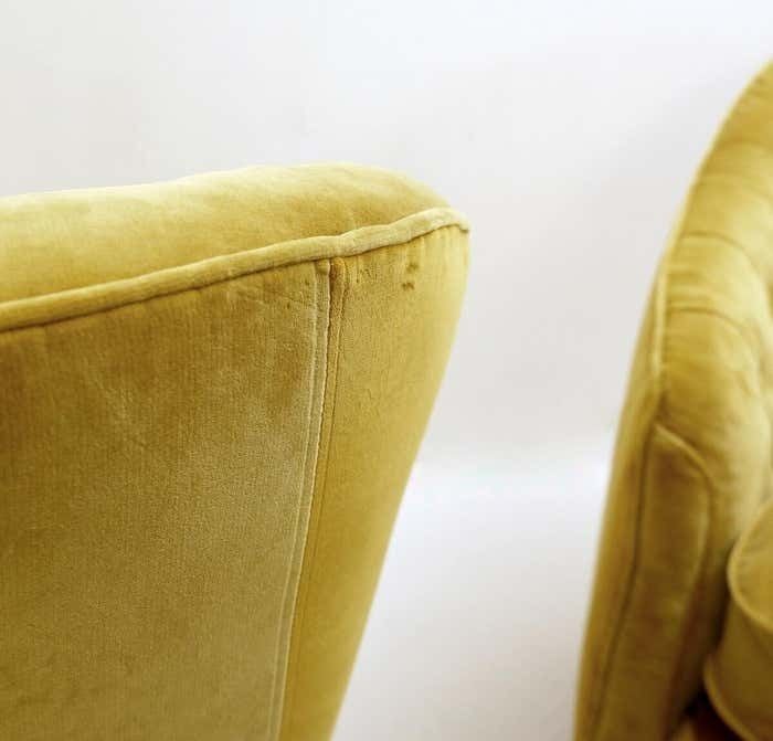 Furniture Pair Of Velvet Armchairs In The Style Of Gio Ponti, Italy, 1950s photo