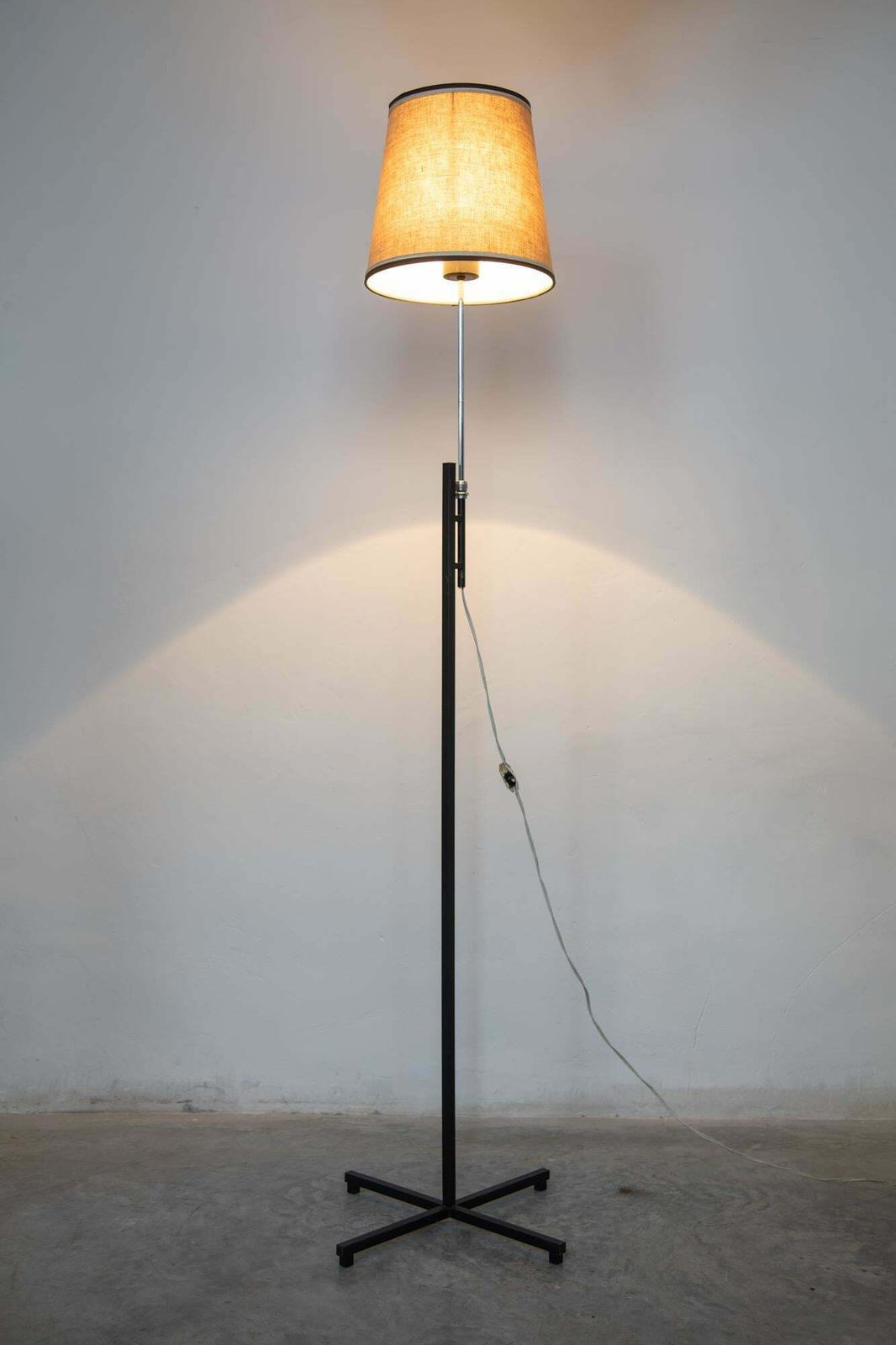 French Metal Floor Lamp, Adjustable Shade By Roger Fatus For Disderot, 1960s photo furniture