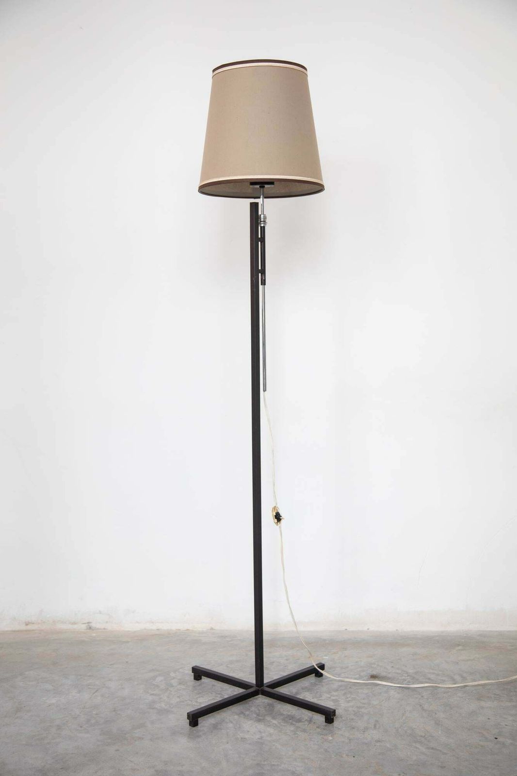 French Metal Floor Lamp, Adjustable Shade By Roger Fatus For Disderot, 1960s photo for sale