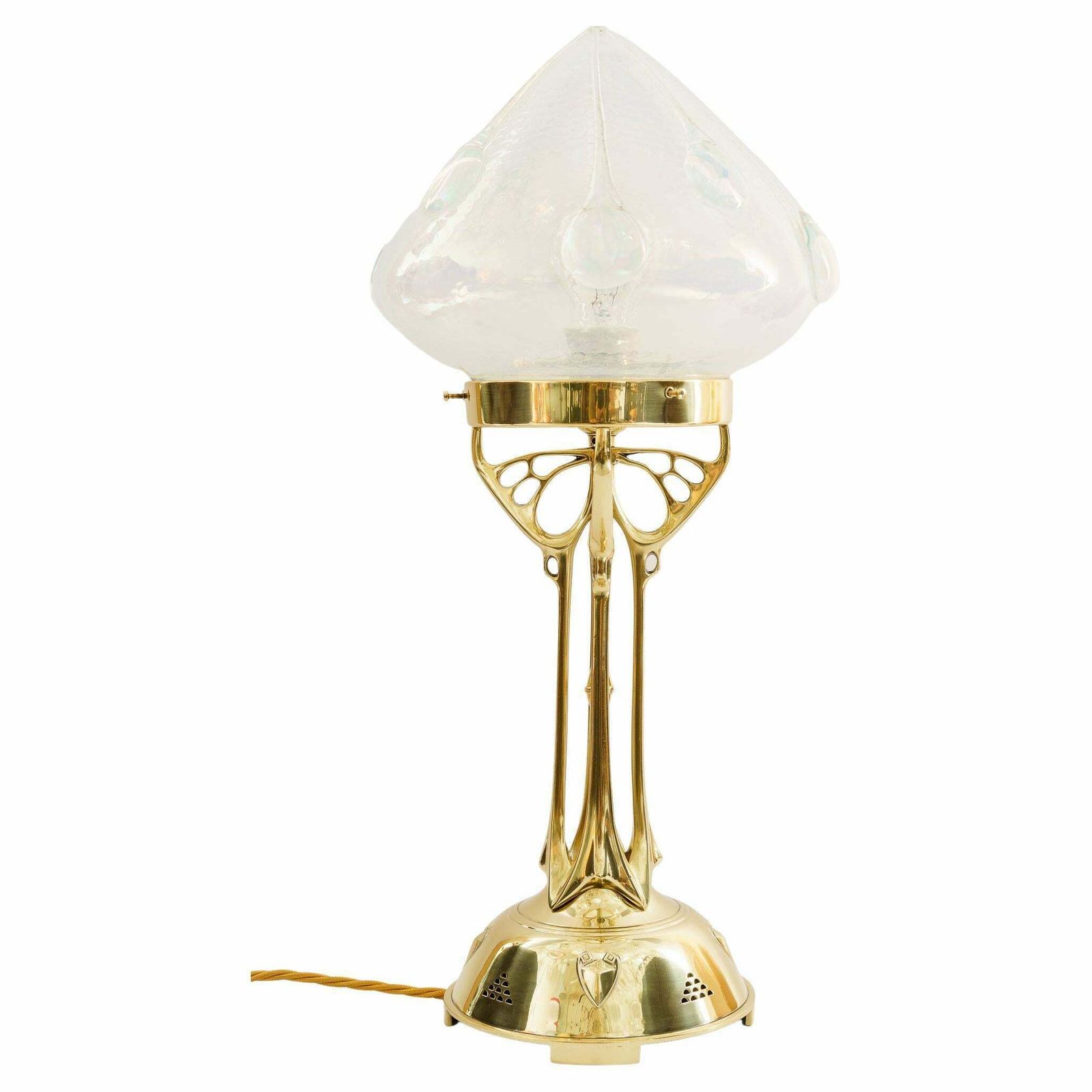 Jugendstil Table Lamp With Original Opaline Glass Shade Vienna Around 1910