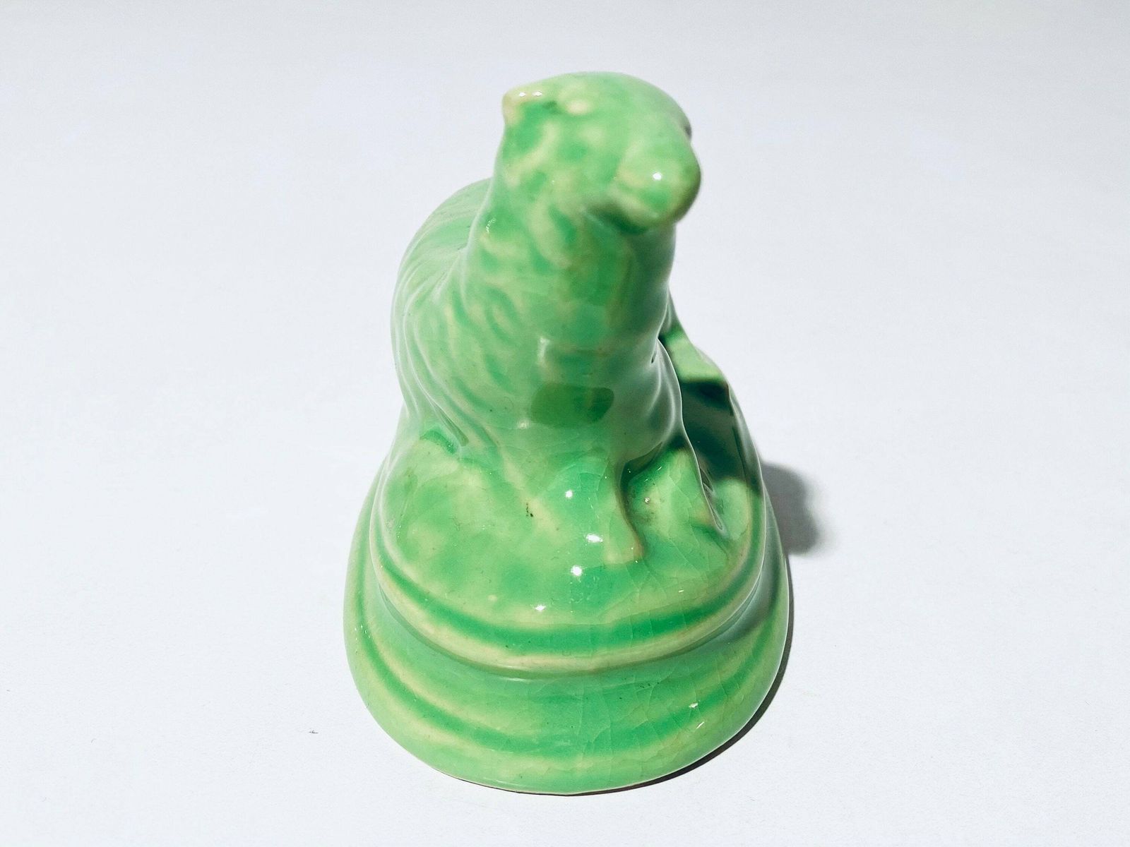 Antique Sheep Money Bank Piggy Bank / Green Ceramic / Vintage France photo Home Decor