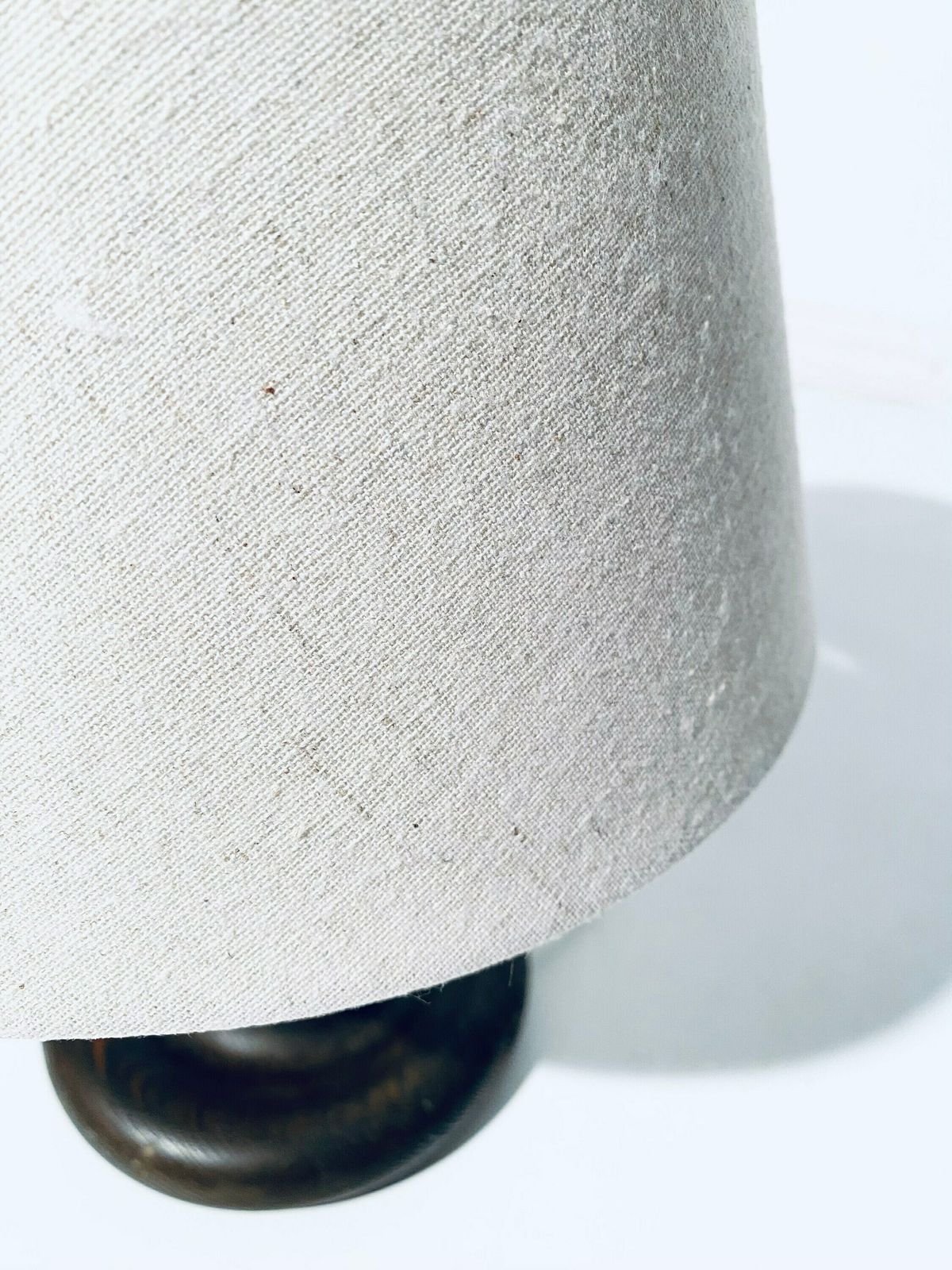 Vintage Wooden Table Lamp With Wide Conical Gray Fabric Lamp Shade / Classic Decor Bedroom Livingroom photo 64.0