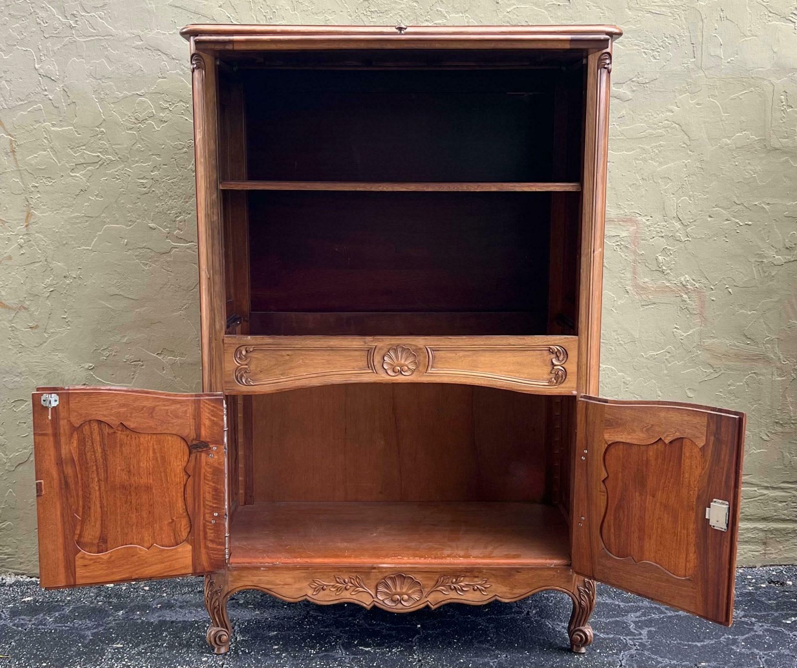 Spanish Fall Front Secretary Desk In Carved Oak, Spain, Circa 1950 photo vinterior