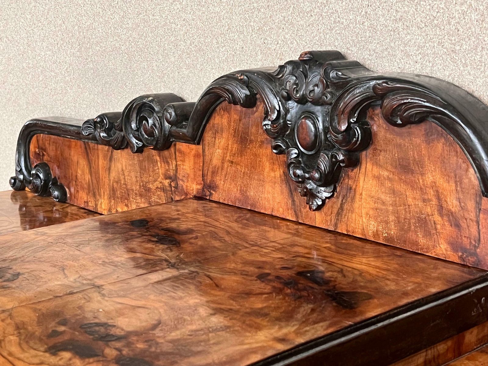 Art Deco Sideboard Or Buffet Burr & Ebonized Walnut Bookmatched, Spain photo vintage