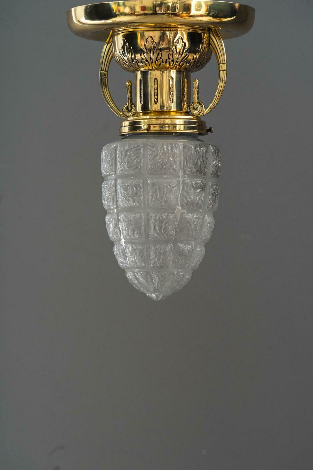 2 Art Deco Ceiling Lamps With Original Glass Shades Vienna Around 1920s photo for sale