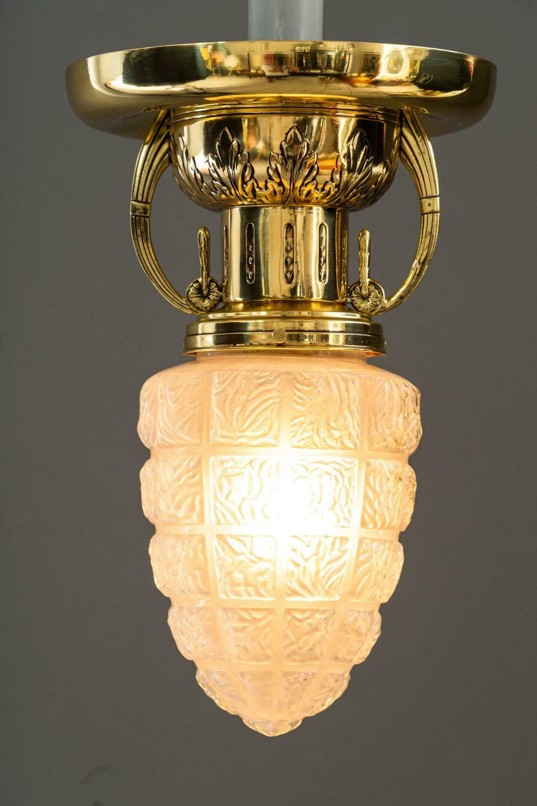 2 Art Deco Ceiling Lamps With Original Glass Shades Vienna Around 1920s photo buy