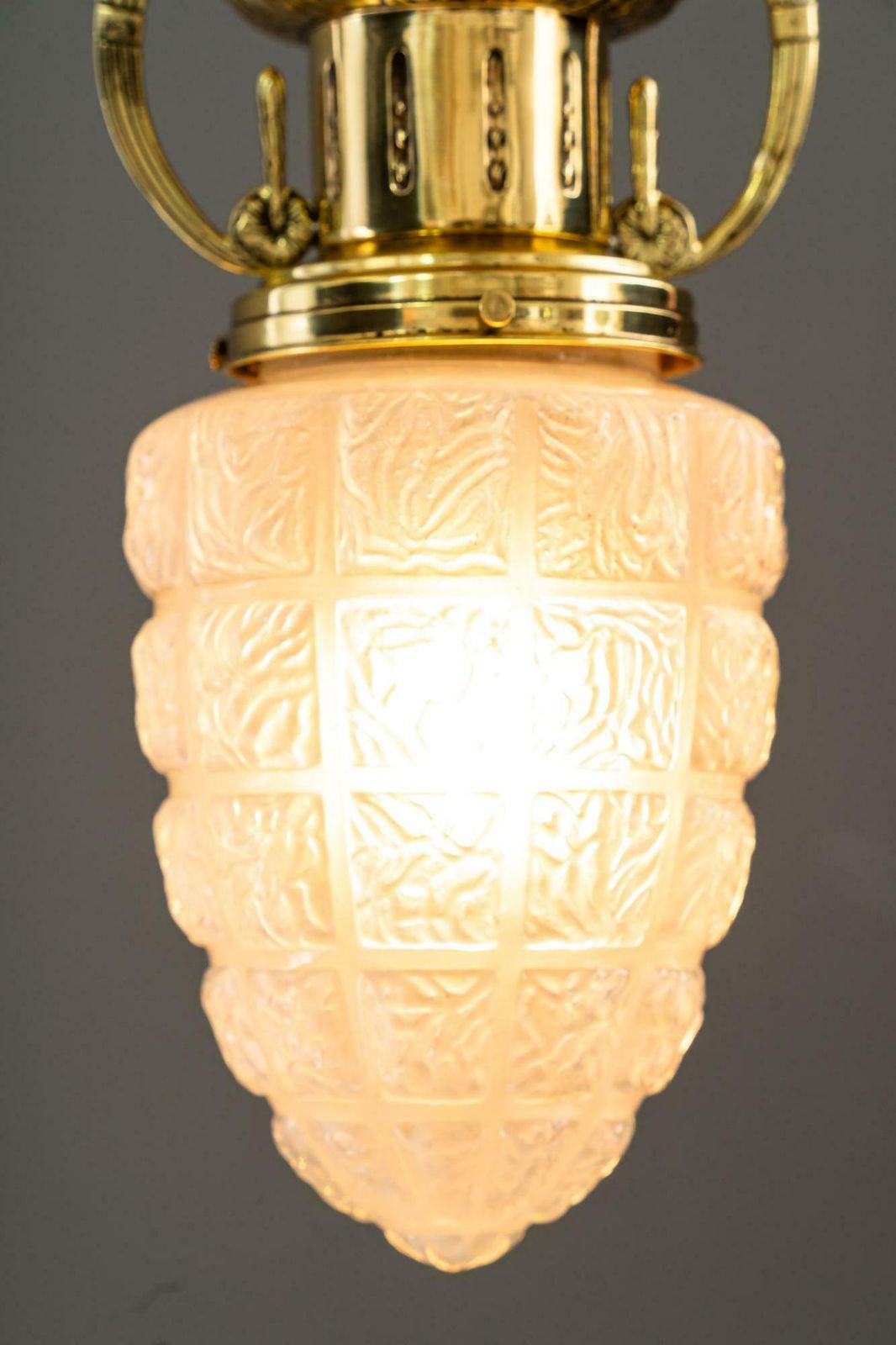 2 Art Deco Ceiling Lamps With Original Glass Shades Vienna Around 1920s photo vintage