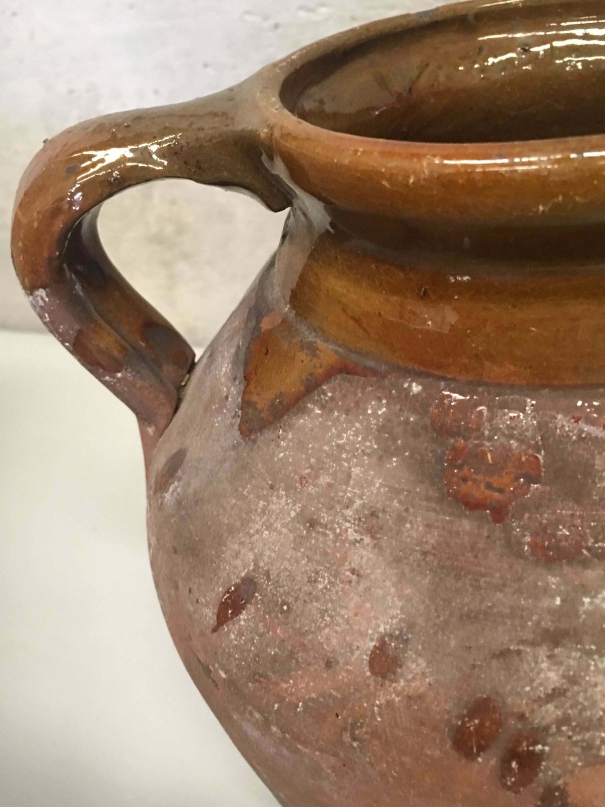 19th Century Spanish Stoneware Terracotta Jug Or Pot With Handle photo vintage