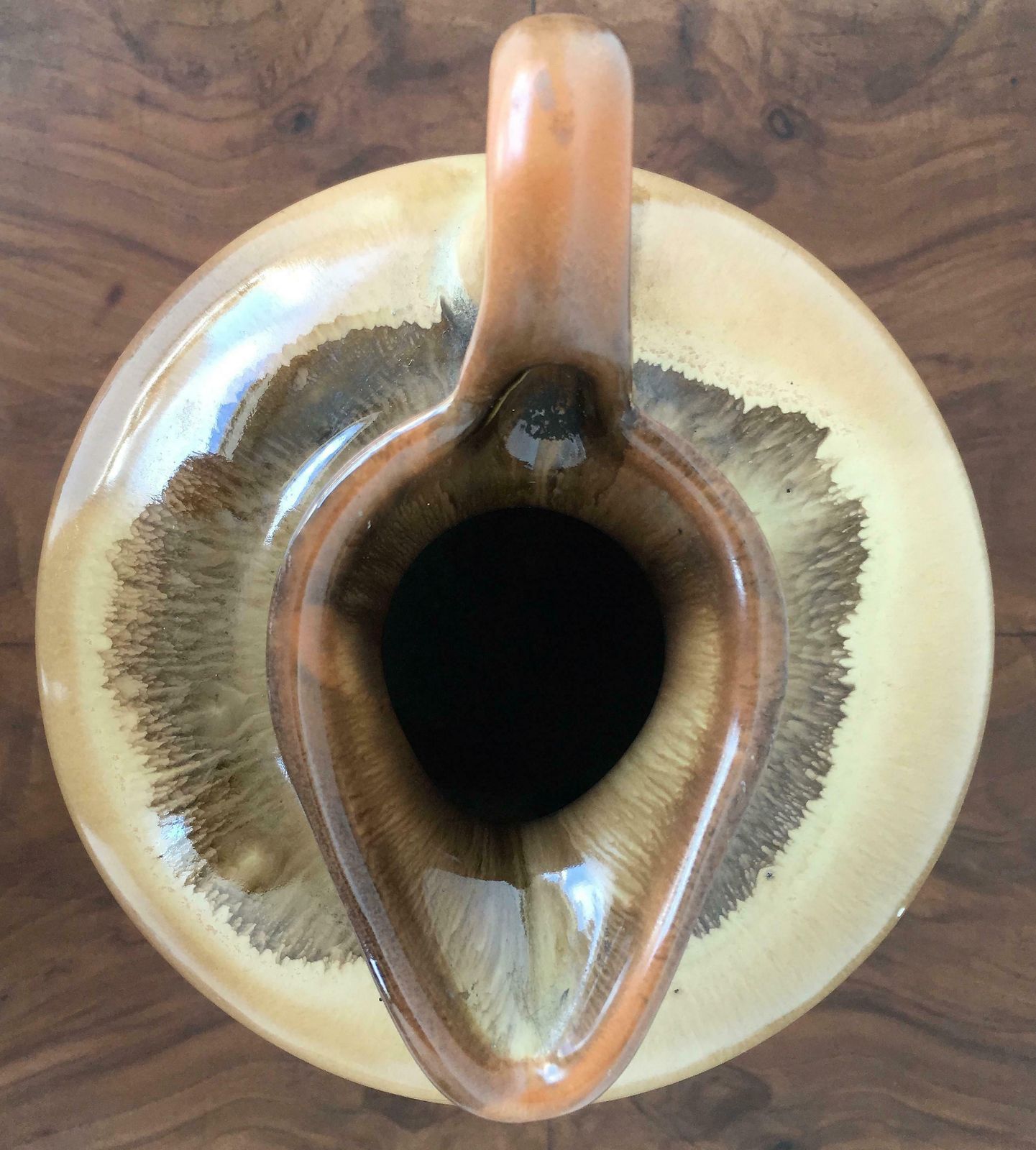 Cruche, pot ou pichet en terre cuite émaillée espagnole, avec anse, XIXe siècle photo 969.0