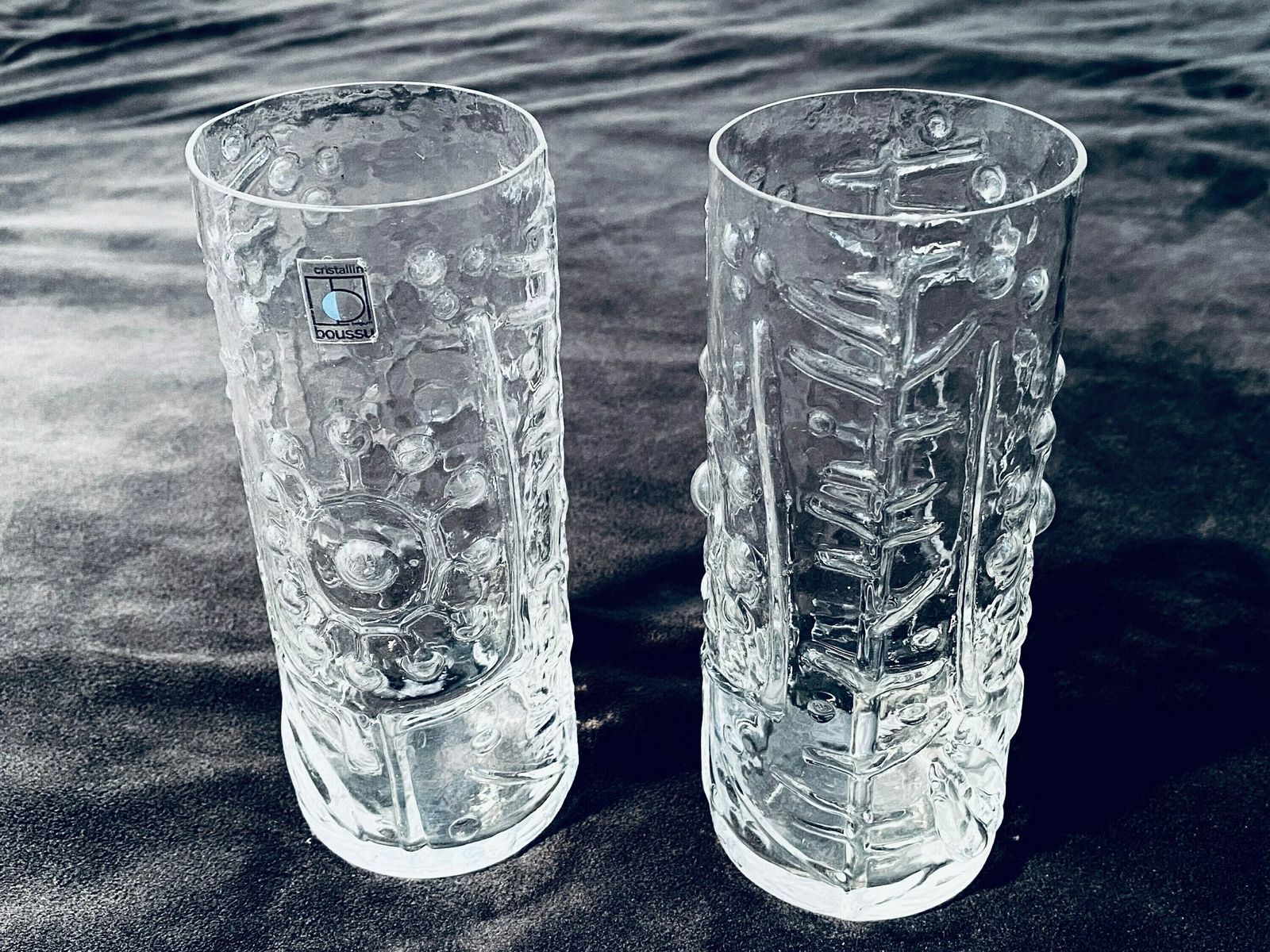 6 Rare Vintage Boussu Crystal Glass Drinking Set Belgium / Vintage Decor 80s photo vinterior
