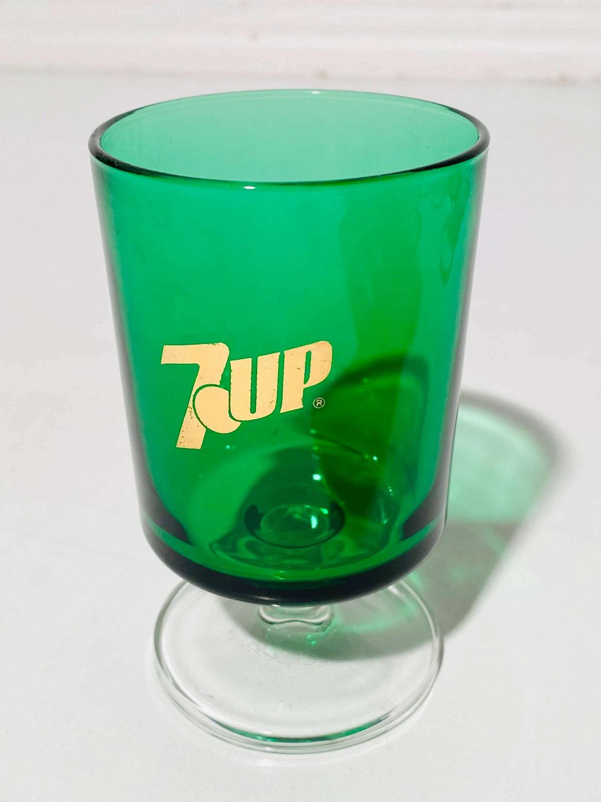 Eight 7up Green Vintage Drinking Glasses / Made In France / Vintage Decor 70s photo Home Decor