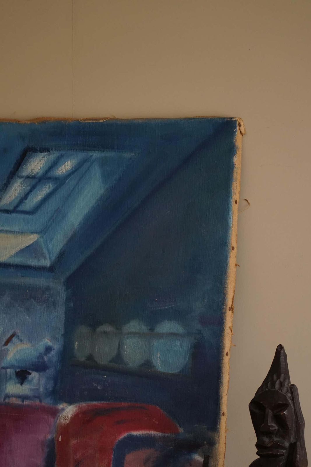 Large Oil On Canvas Painting, Unknown Artist, 1956, Danish Mid Century photo Art