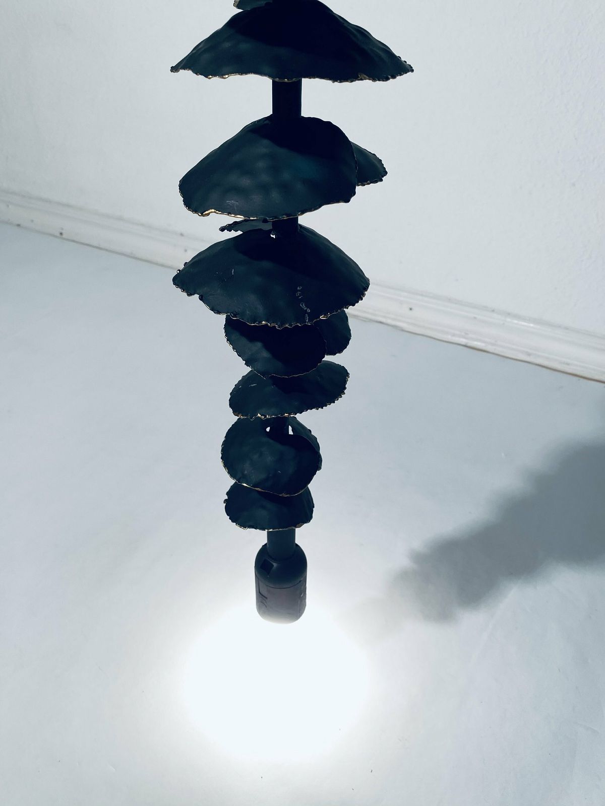 Hanging Designer Lamp Shaped With Metal Forged Leaves / Swiss Design photo Lighting