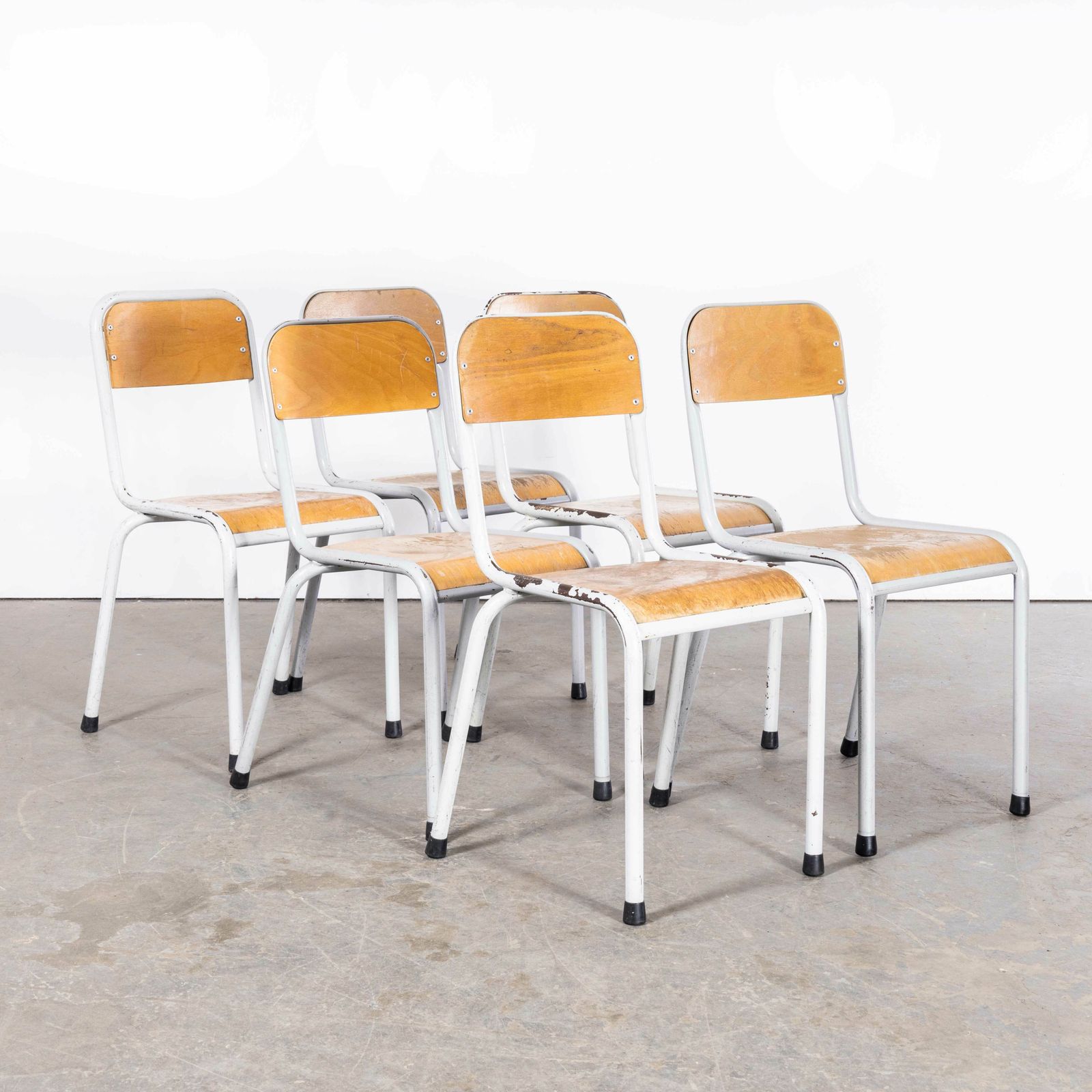 1950’s French Mullca D Back Light Grey Dining Chairs – Set Of Six photo Furniture