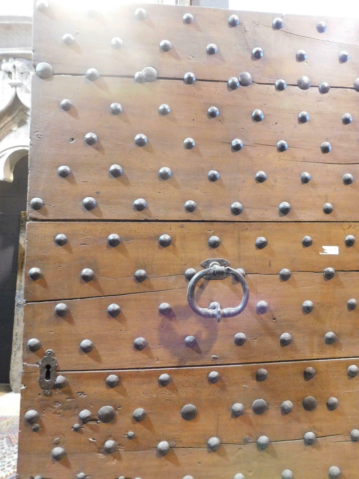 Old Rustic Entrance Door In Walnut With Nails, From Northern Italy photo Home Fixtures