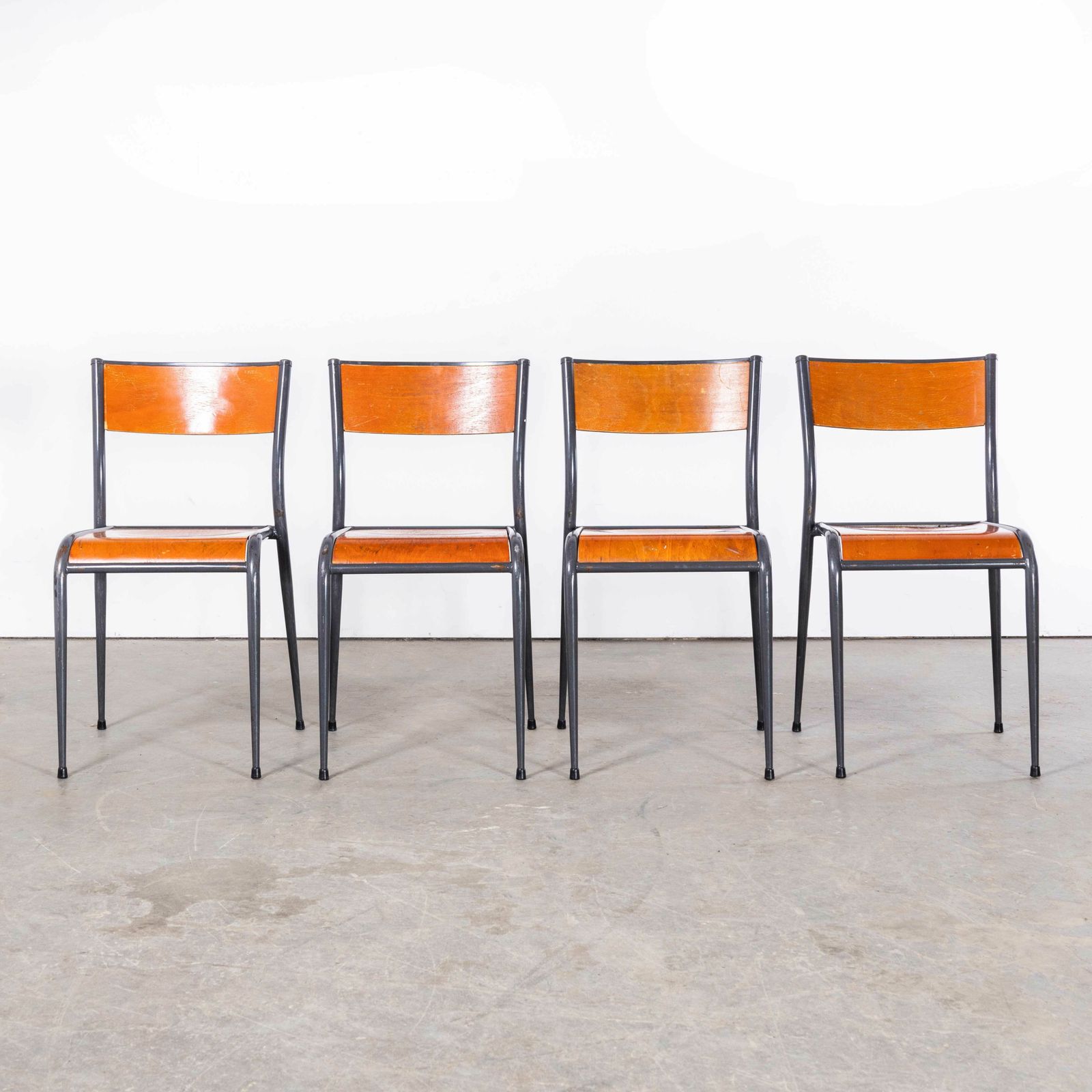 1950’s French Mullca Light Grey Tapered Leg Dining Chairs – Set Of Four