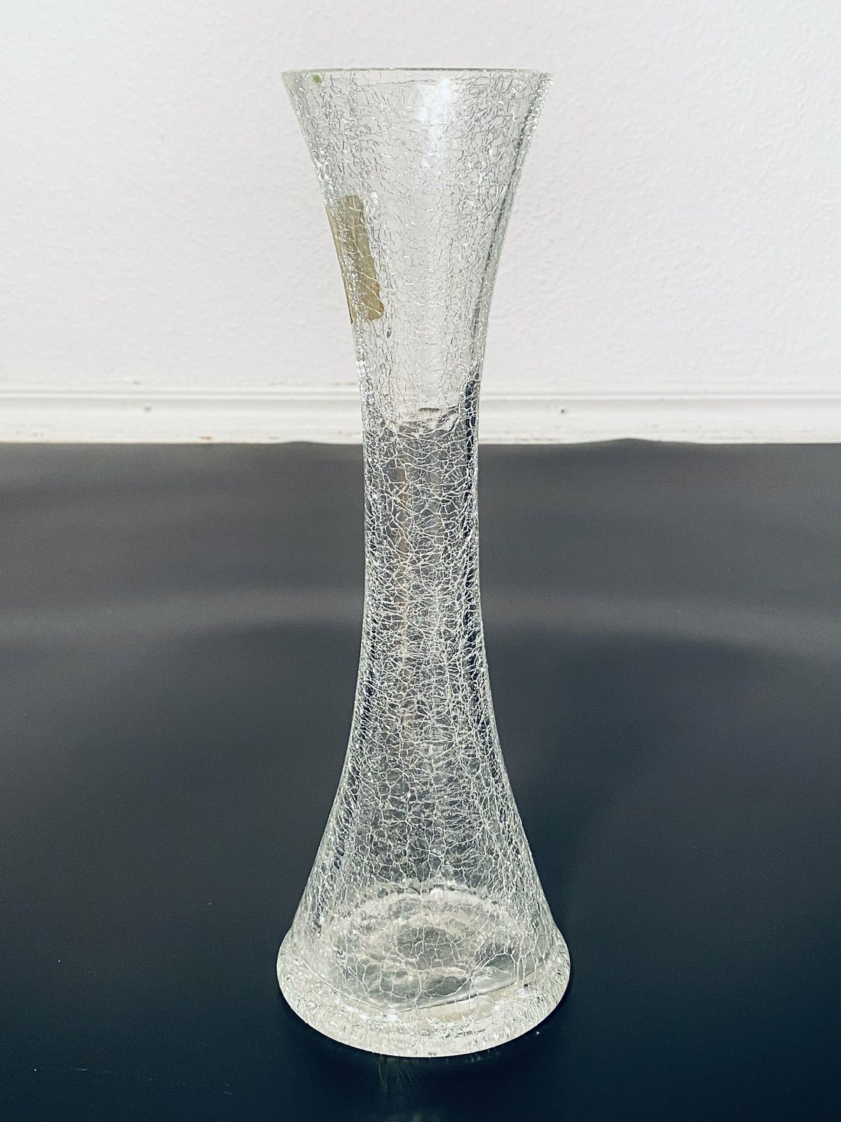 Tall Alwe Diablo Crystal Crackle Glass Vase 1970s / Art Deco Decor photo Home Decor