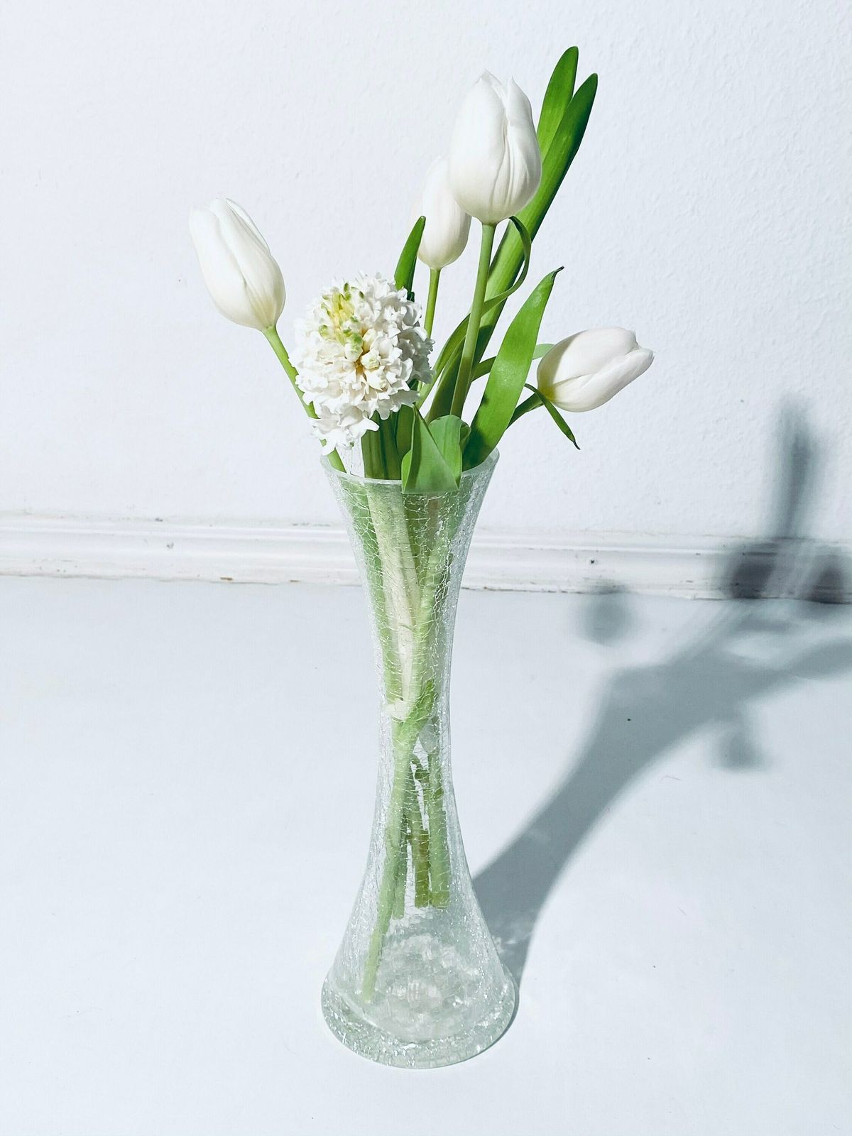 Tall Alwe Diablo Crystal Crackle Glass Vase 1970s / Art Deco Decor photo 51.0