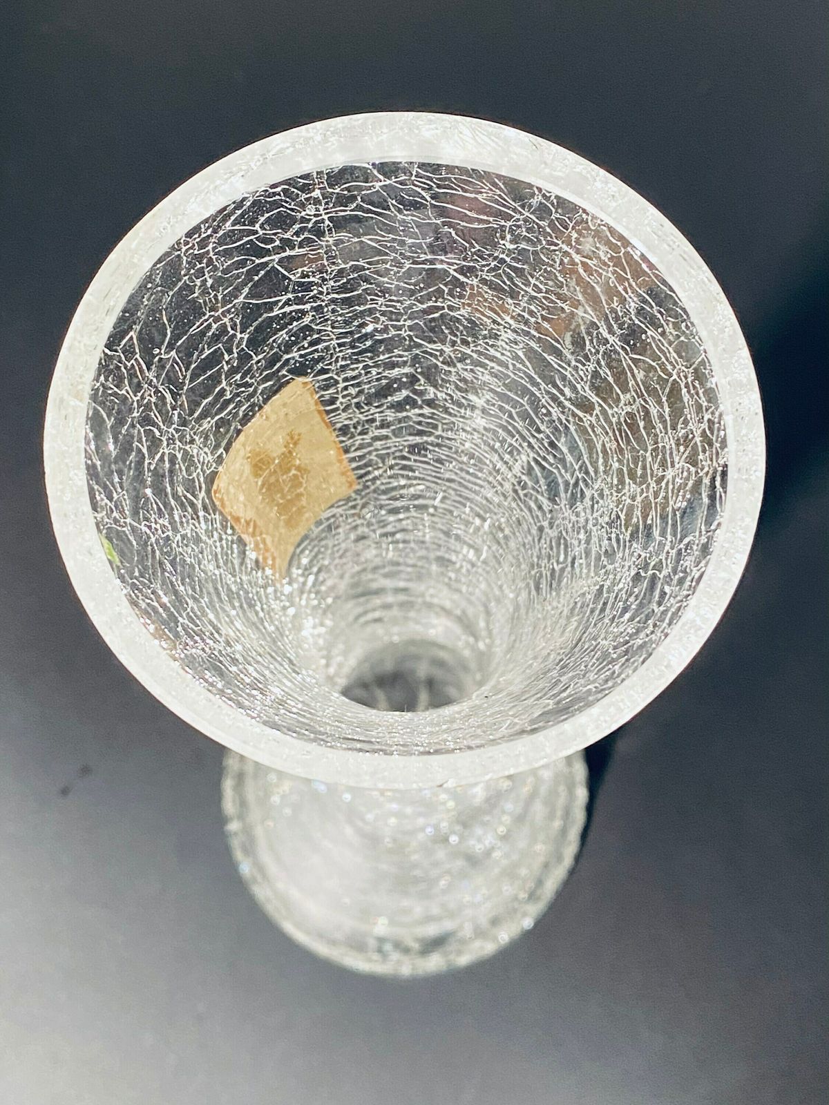 Tall Alwe Diablo Crystal Crackle Glass Vase 1970s / Art Deco Decor photo buy