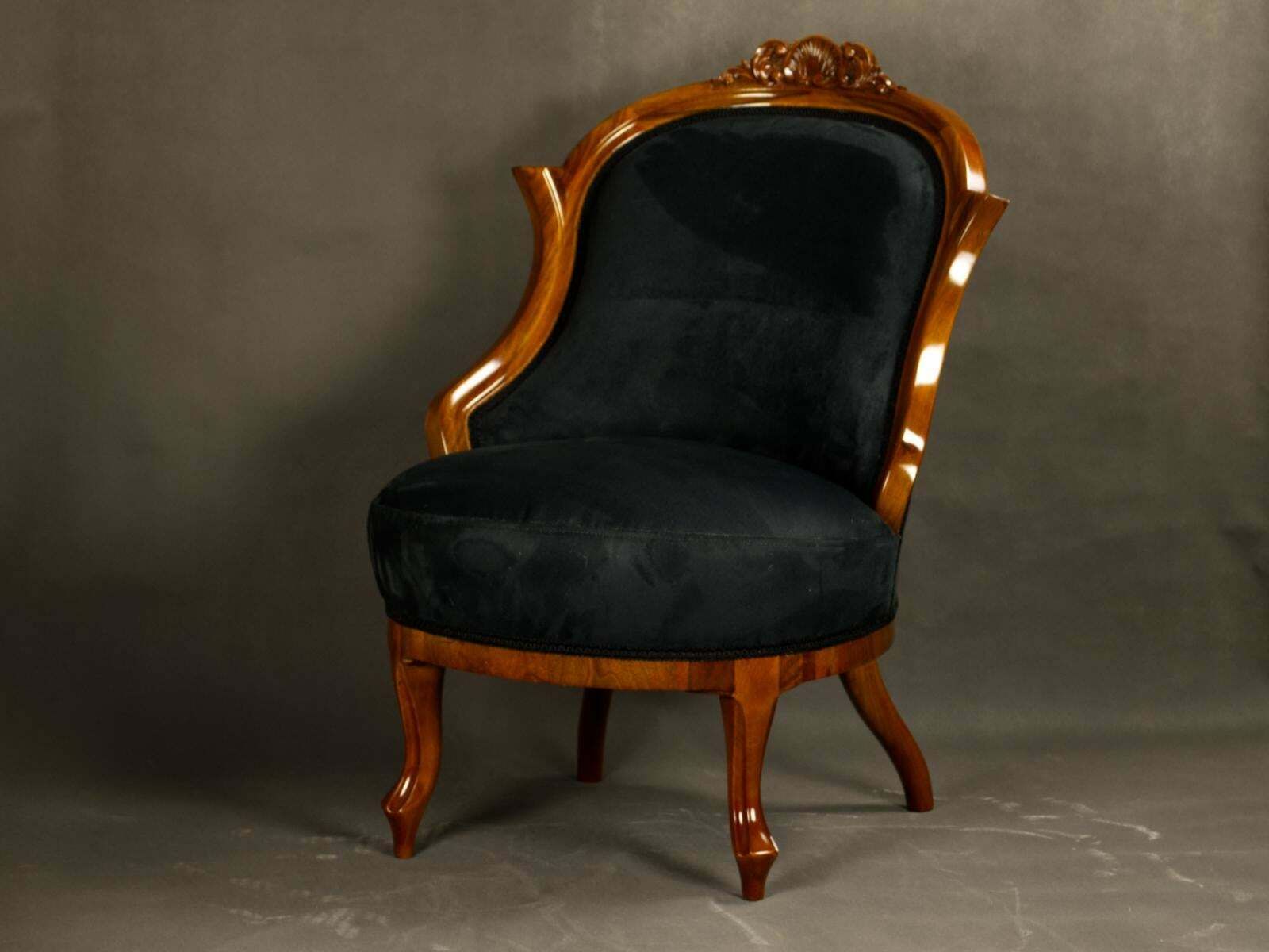 Fully Restored Pair Of Black Biedermeier Armchairs 19th Century photo furniture