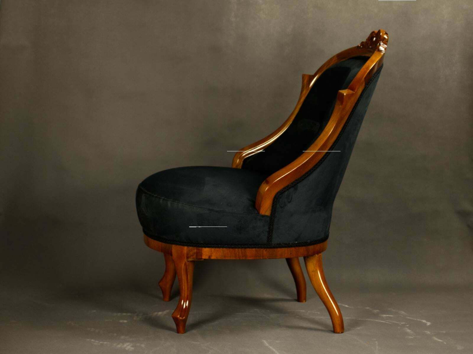 Fully Restored Pair Of Black Biedermeier Armchairs 19th Century photo for sale