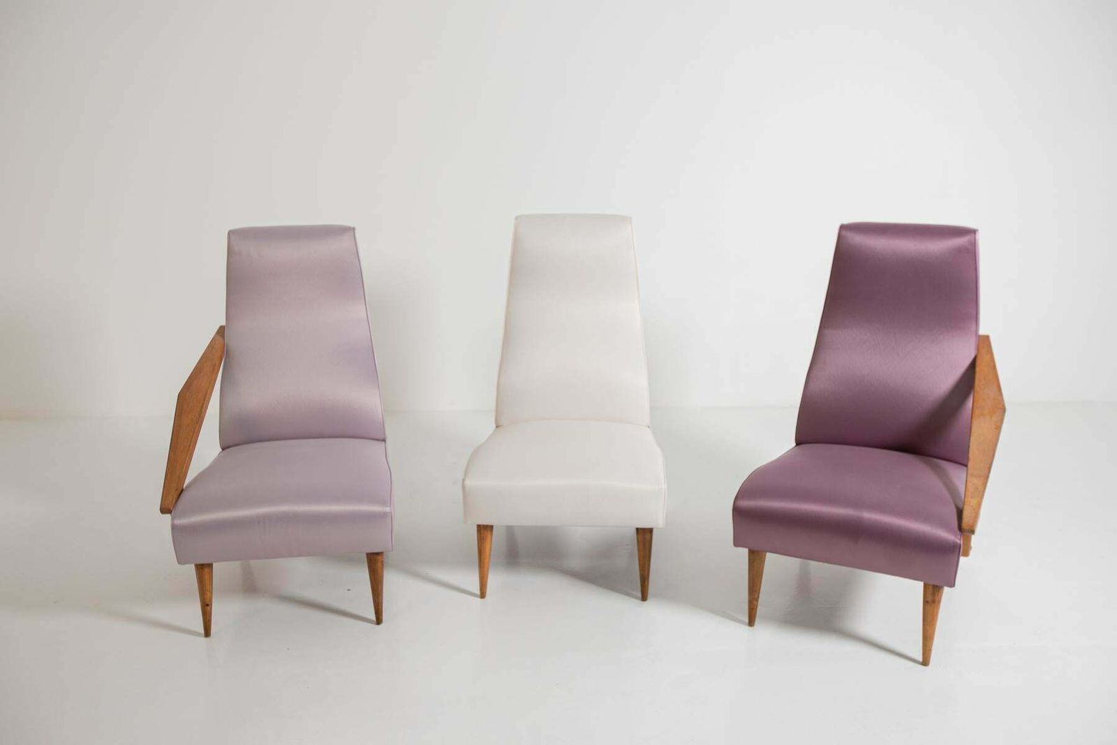 Gio Ponti Attributed And Fils Edition Set Of Three Armchairs, Circa 1955 photo vintage