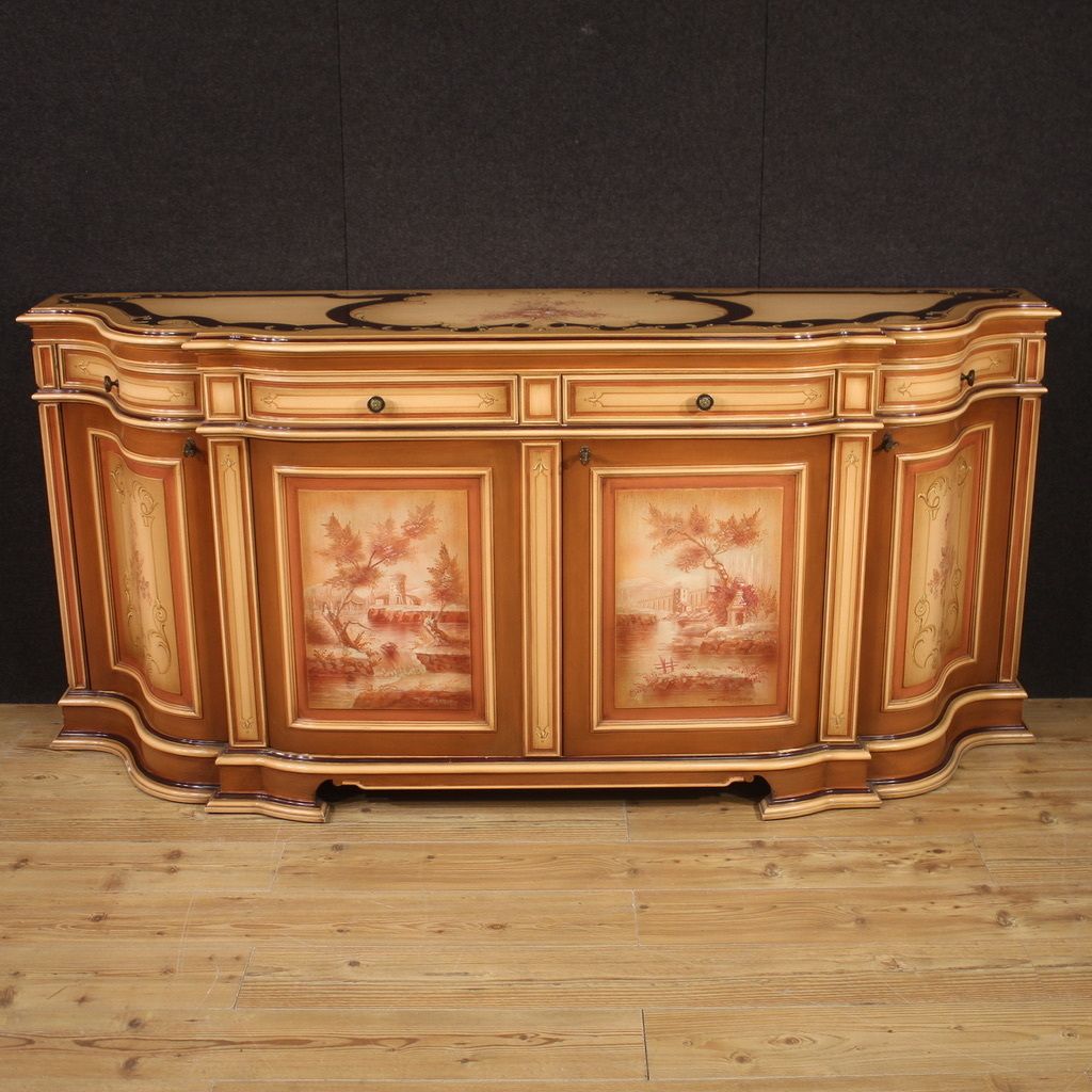Great Lacquered And Painted Sideboard From The 70s photo Furniture