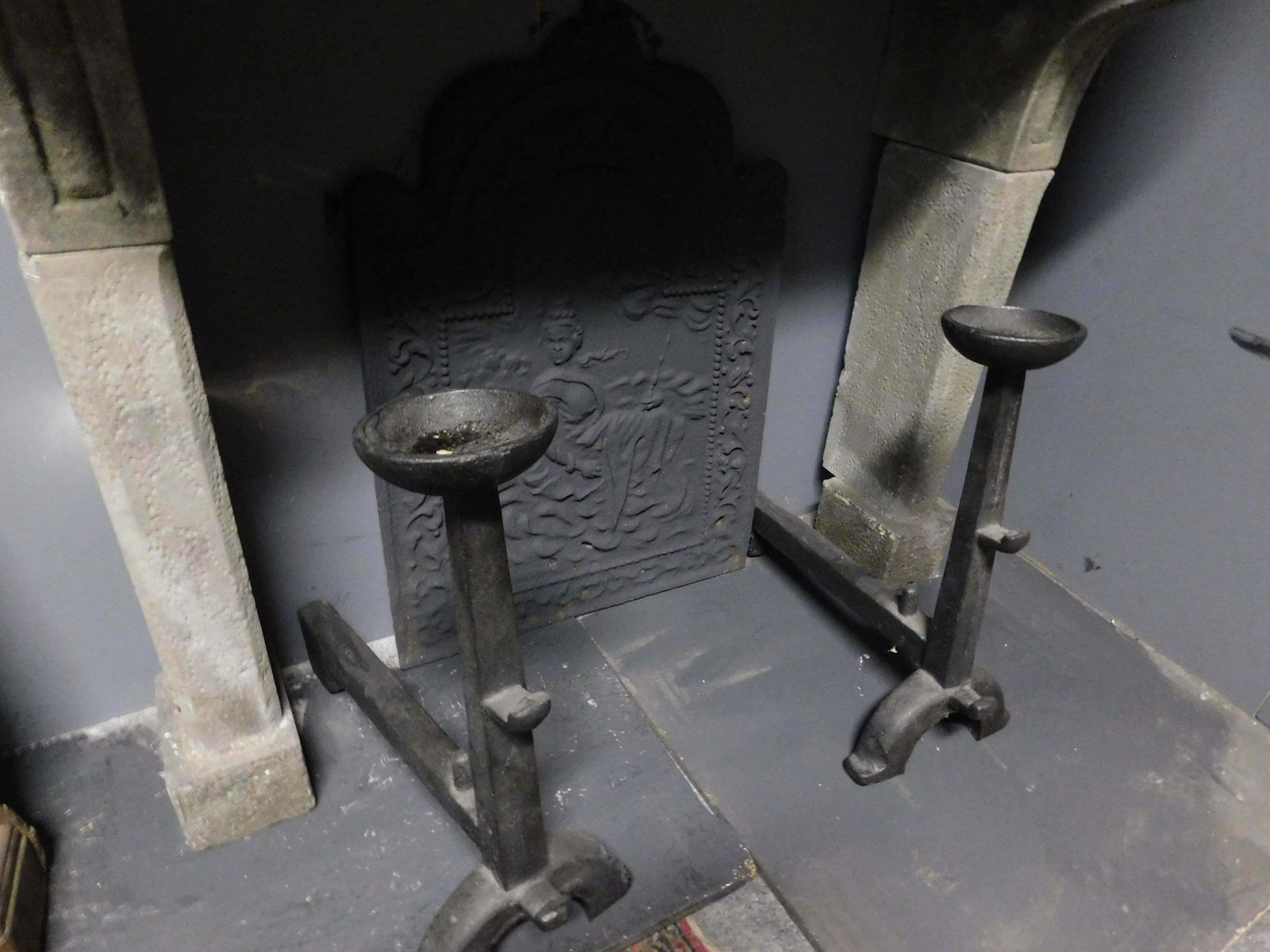 Pair Of Iron Fire Dogs With Cup Holder, 19th Century Italy photo vinterior