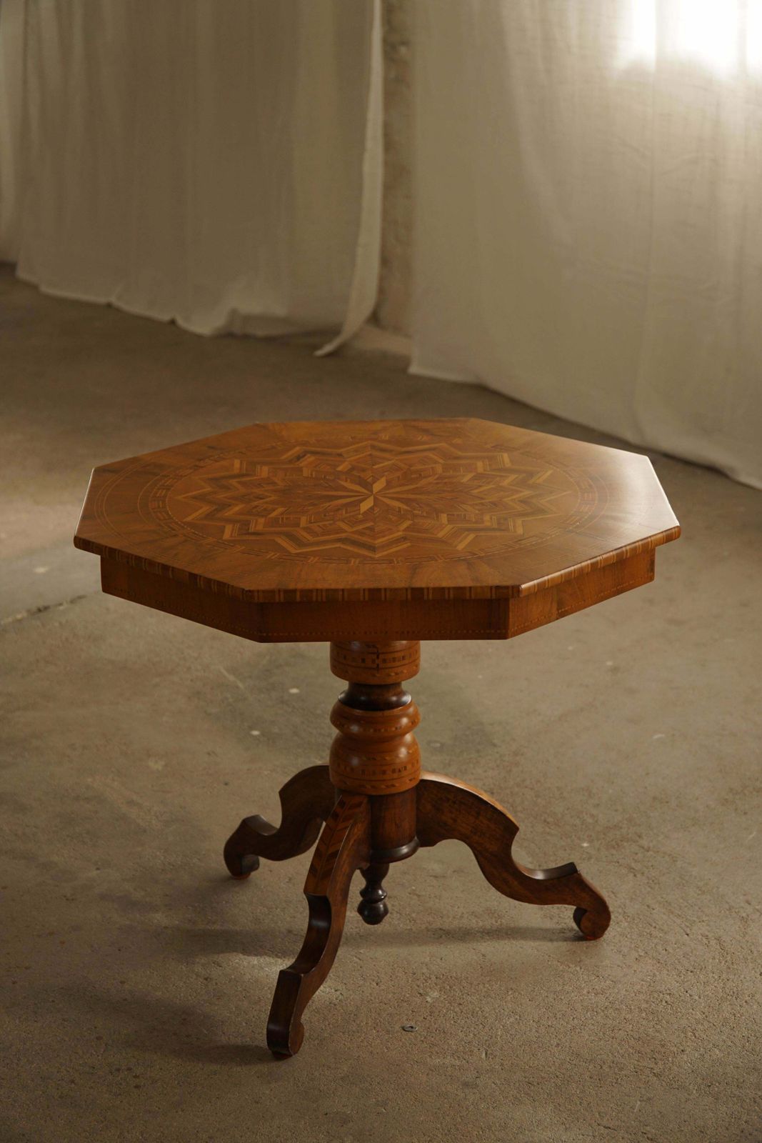 Danish Art Deco, Octagon Side Table In Birch With Intarsia Top, 1940s photo buy