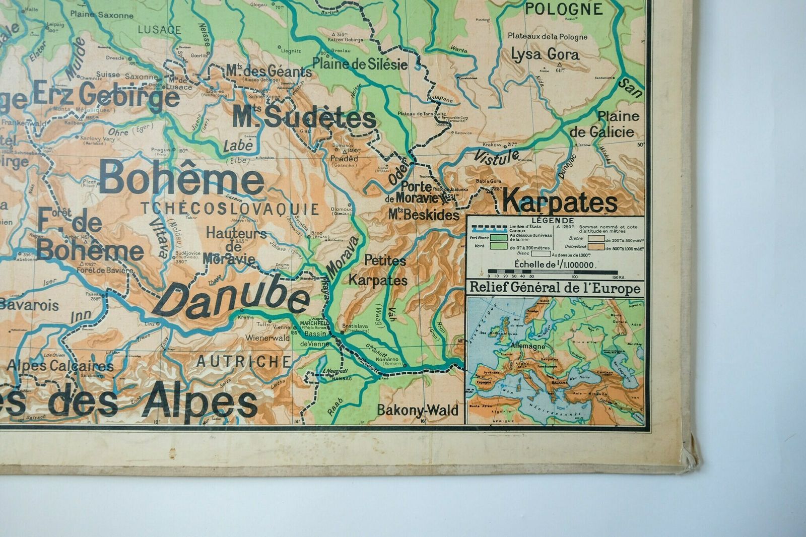 Original Mid Century Large Vintage French Educational School Wall Chart Germany Map Deutschland Vidal Lablache photo vinterior